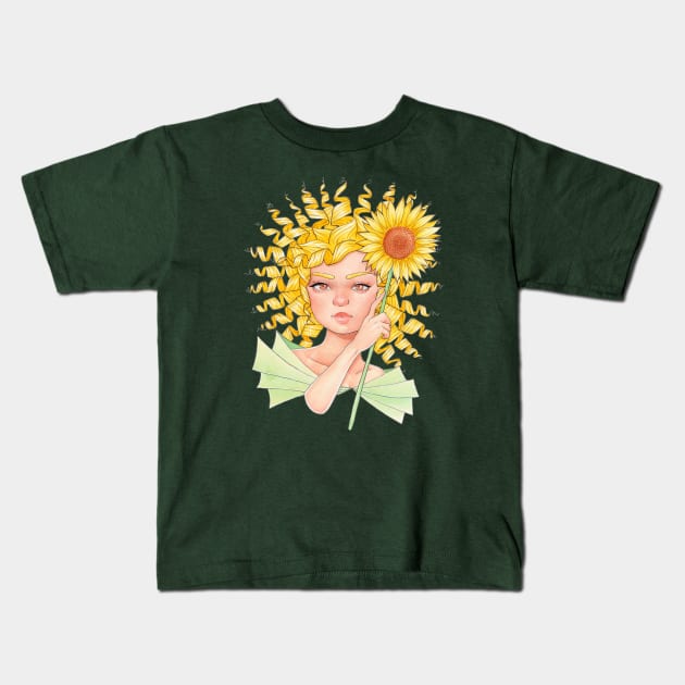 Sunflower Girl Kids T-Shirt by Leonie Jonk